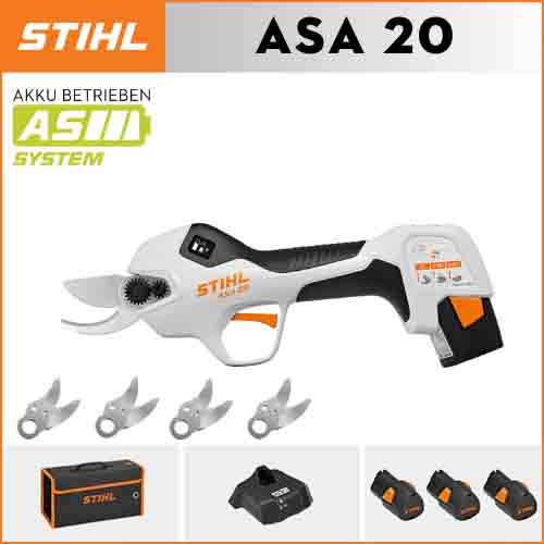 STIHL ASA20*1, bateria de lítio*3, caixa de armazenamento*1, cabeça de corte*5, carregador*1